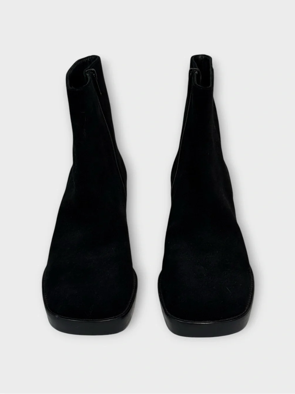 BY FAR Black Suede Platform Ankle Boots